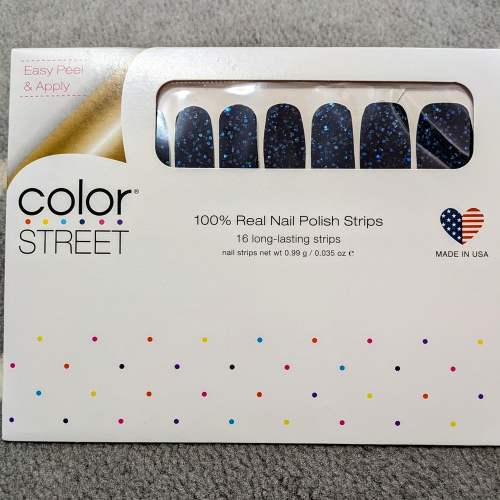 Color Street Midnight Blue Glitter Nail Strips - Full Sale Ahead